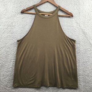 Melrose and Market High Neck Knit Tank‎ Top In Tan Olive Tree XL